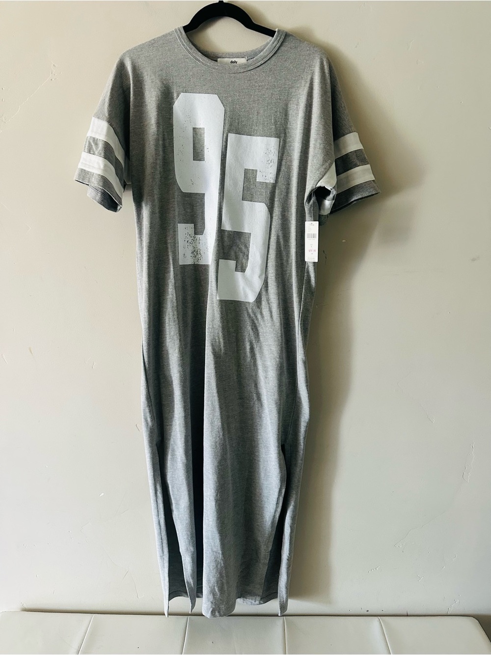 Anthropologie Gray Jersey Maxi Dress with White '95' Graphic